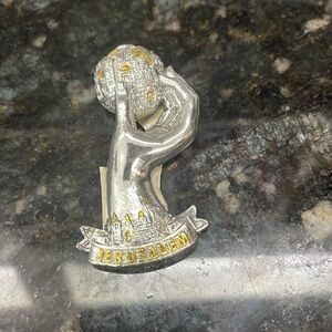 New Silver & Gold Hand & Globe Jerusalem Refrigerator Magnet by Karshi